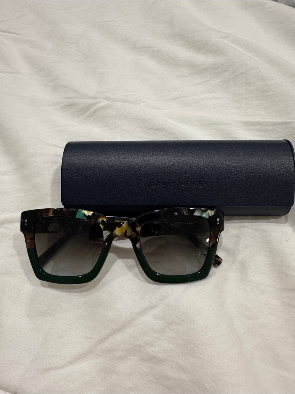 Warby Parker Tortoiseshell & Forest Green Oversized Square Sunglasses